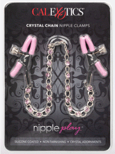 Nipple Play Crystal Chain Adjustable Nipple Clamps with Pink Silicone Coating and Sparkling Crystals Nipple Clips